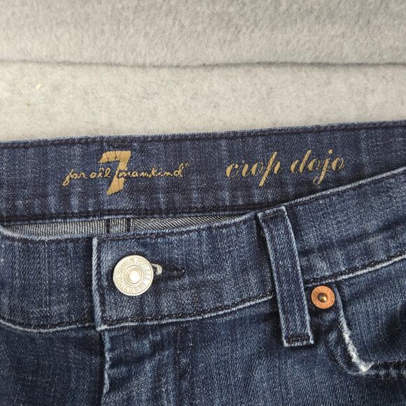 7FAMK 7 For All Mankind Dark Wash Crop Dojo Jeans Size 29 - Picture 4 of 6